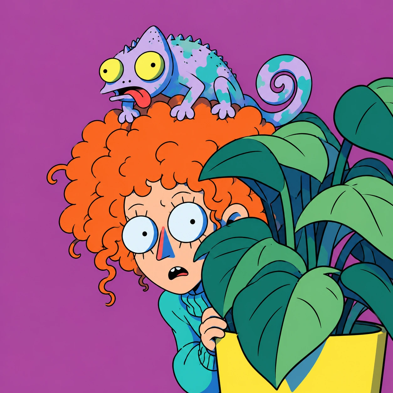 Curl and a badly camouflaged Camo hiding behind a houseplant